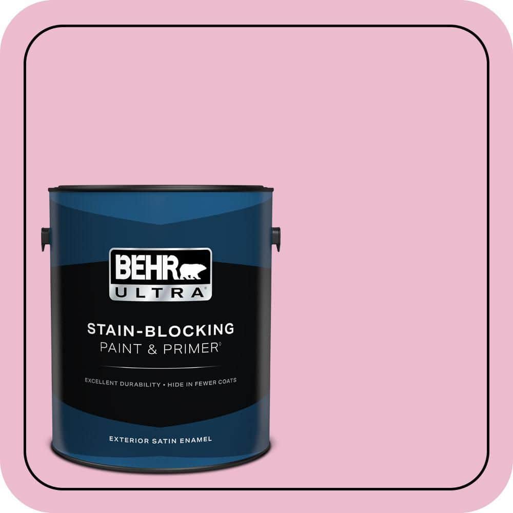 BEHR ULTRA 1 gal. #P130-2A Dainty Pink Satin Enamel Exterior Paint & Primer