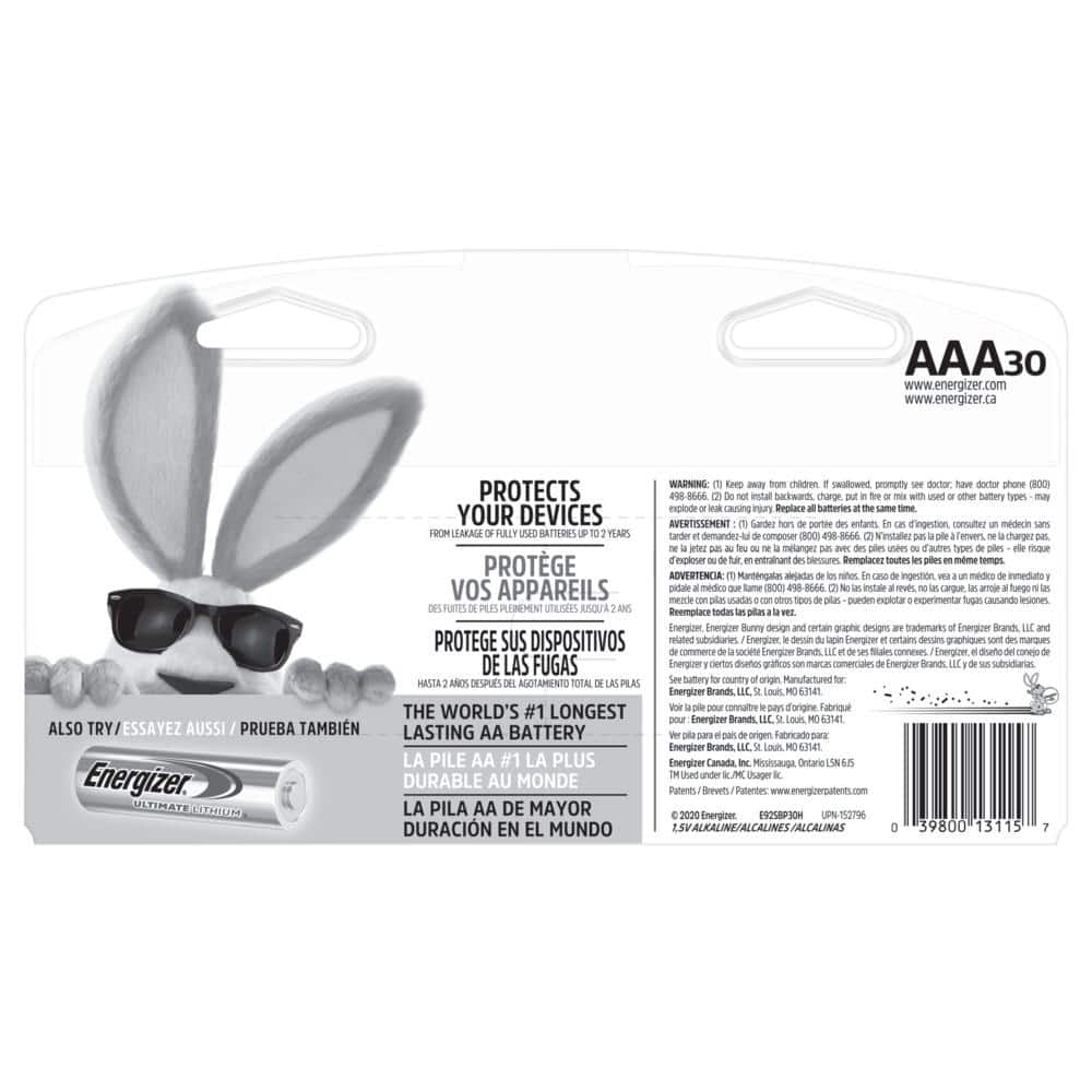 Energizer MAX AAA Batteries, Triple A Alkaline Batteries 2-Pack, 60- Count (4)