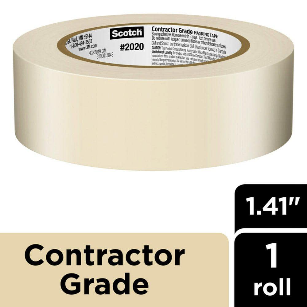 3M Scotch 1.41 in. x 60.1 Yds. Multi-Surface Contractor Grade Tan Masking Tape (1 Roll) (3)