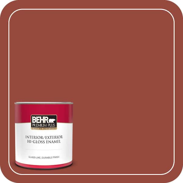 BEHR PREMIUM PLUS 1 qt. #MQ1-24 Smokin Hot Hi-Gloss Enamel Interior/Exterior Paint & Primer (2)