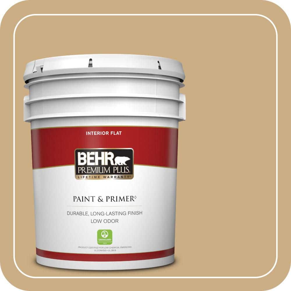BEHR PREMIUM PLUS 5 gal. #MQ2-13 Harvest Home Flat Low Odor Interior Paint & Primer