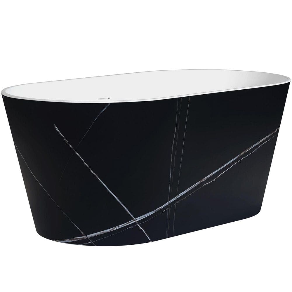 AKDY 53.9 in. Fiberglass Flat-bottom Double Ended Non-Whirlpool Bathtub in Black Patterns