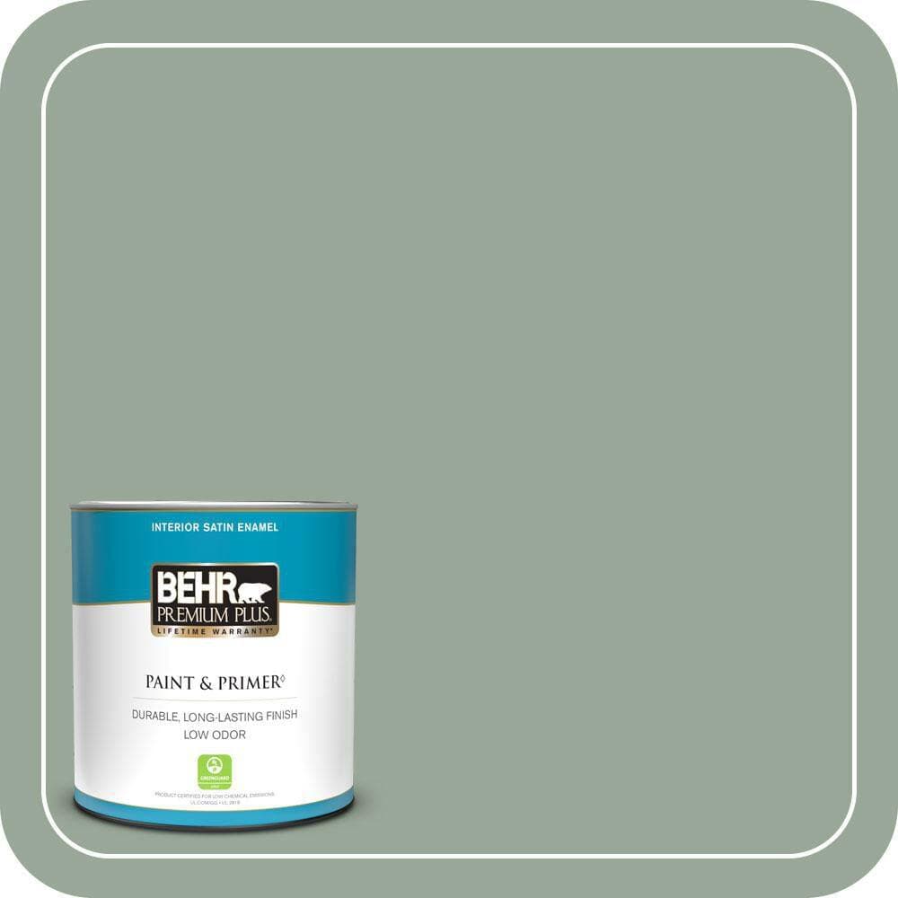 BEHR PREMIUM PLUS #MQ6-17 Green Trellis Flat Interior/Exterior Paint & Primer Color Sample (1)