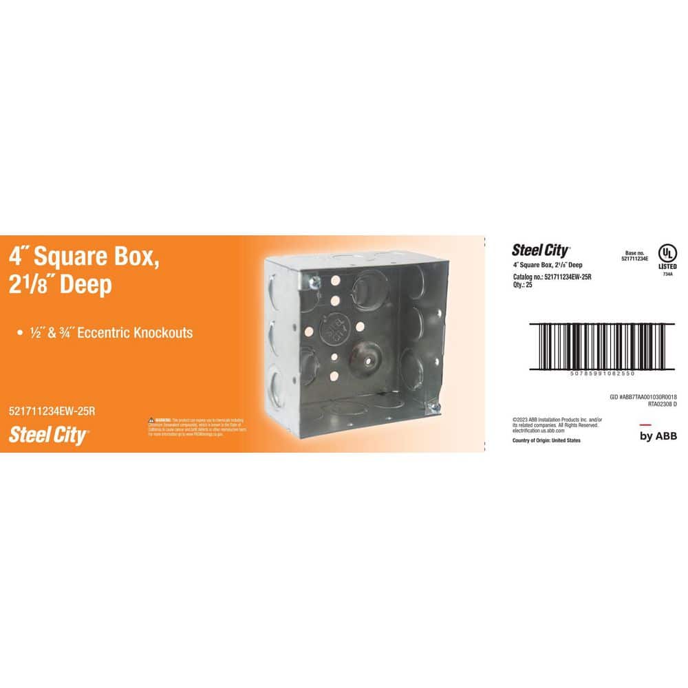 Steel City 4 in. 30.3 cu. in. Metallic Square Box (3)