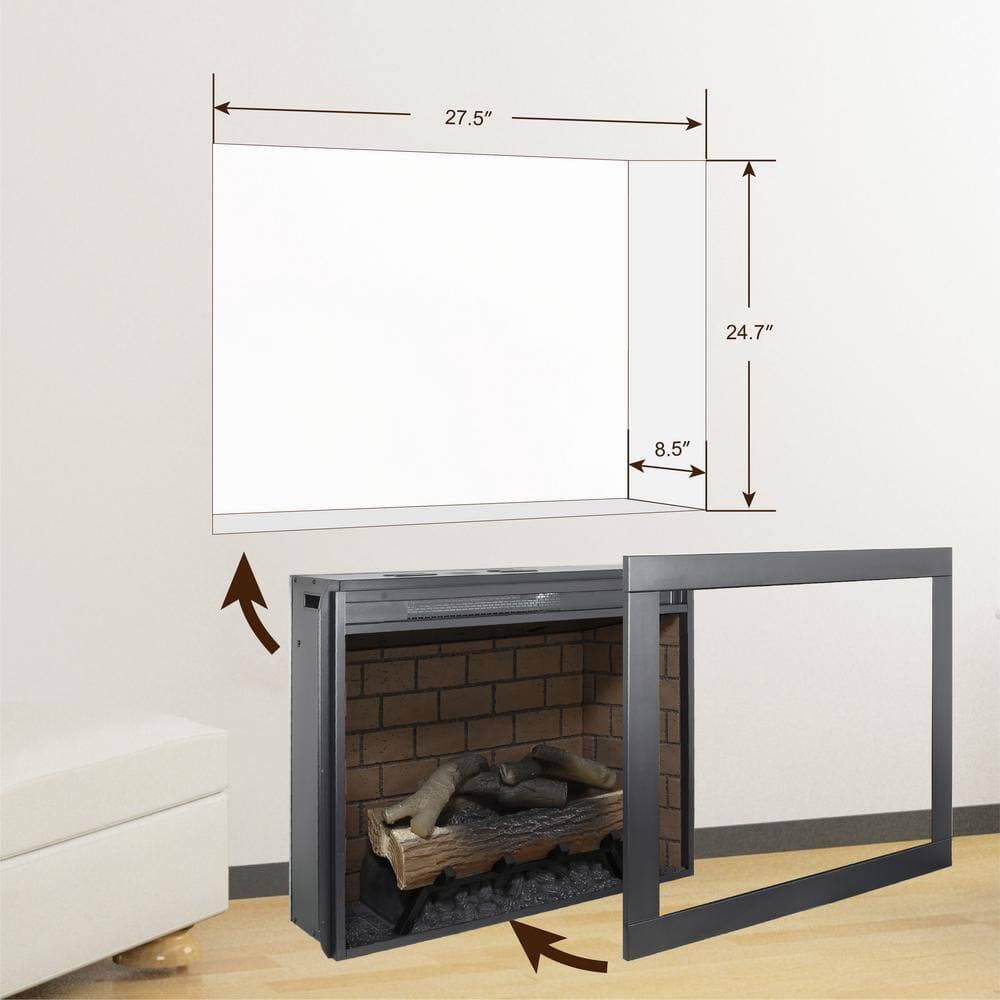 Hooure Vivid Flame 28 in. Ventless Infrared Electric Fireplace Insert with Remote Control (2)