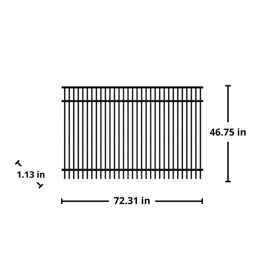 Barrette Outdoor Living Freeport Standard-Duty 4 ft. x 6 ft. Black Aluminum Pre-Assembled Double Picket Fence Panel (3)