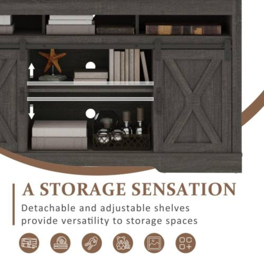 Unbranded 58 in. W x 16 in. D x 34 in. H Bathroom Gray Linen Cabinet (3)