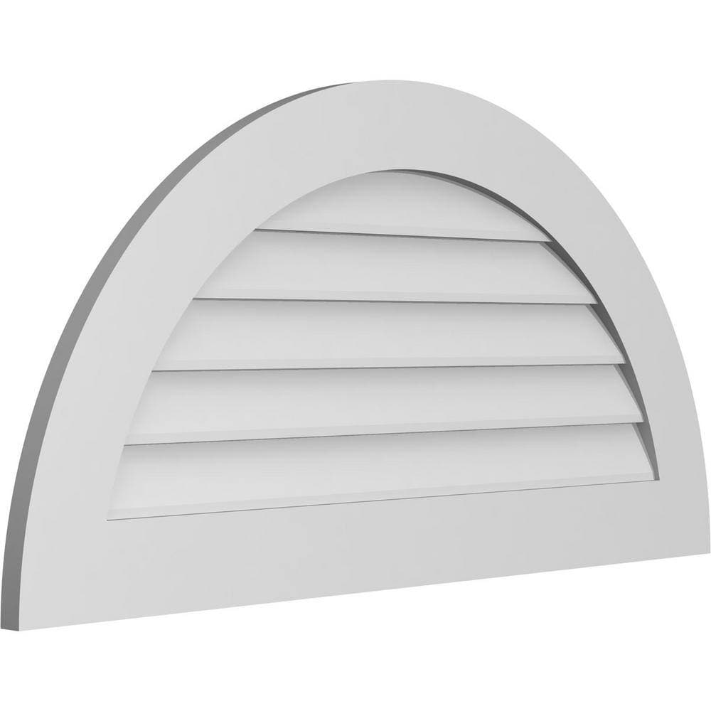 Ekena Millwork 40 in. x 20 in. Half Round Surface Mount PVC Gable Vent: Decorative with Standard Frame (2)
