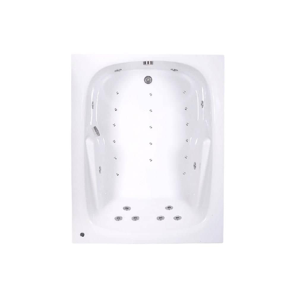 Comfortflo 60 in. x 48 in. Acrylic Rectangular Drop-in Whirlpool and Air Bathtub with Reversible Drain in Bone