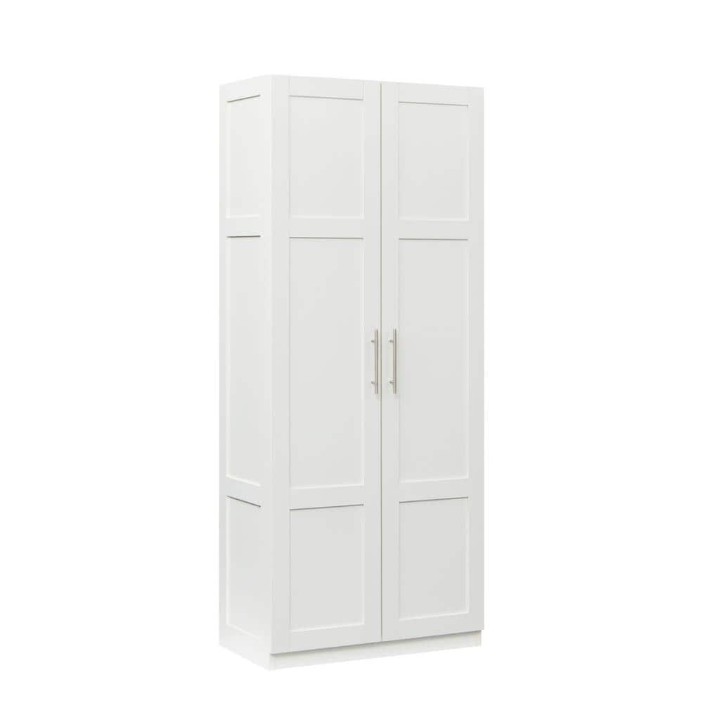 Unbranded 29.53 in. W x 15.75 in. D x 70.87 in. H Bathroom White Linen Cabinet (2)