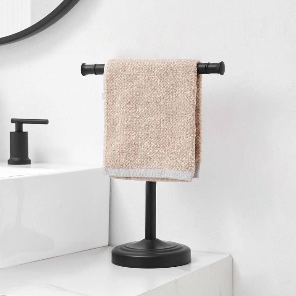 Numhew 13 in. Stainless Steel Hand Towel Holder, Hand Towel Holder for Bathroom, Kitchen, Vanity Countertop, Black (2)
