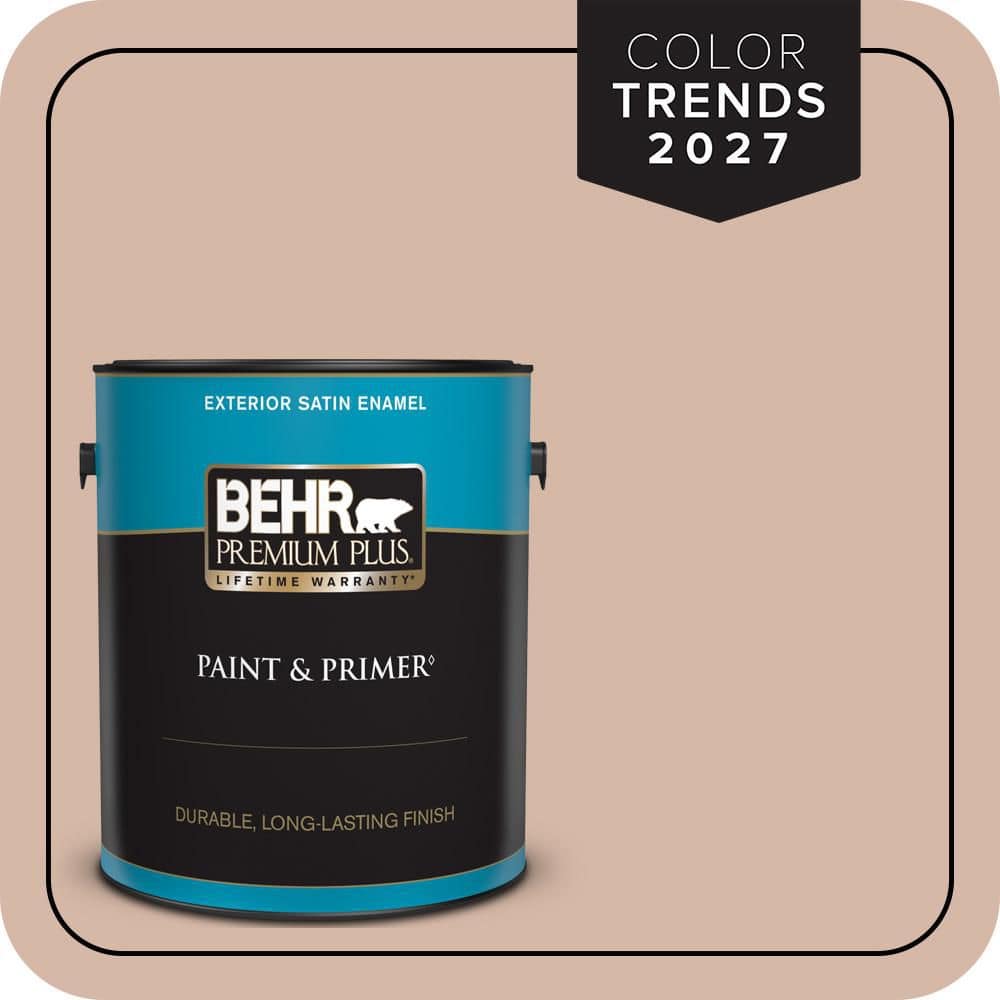 BEHR PREMIUM PLUS 1 gal. #S190-3 Sedona Pink Satin Enamel Exterior Paint & Primer