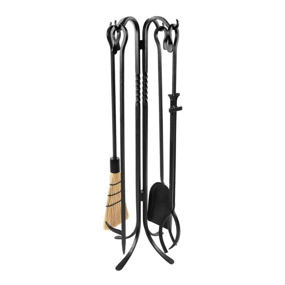 ACHLA DESIGNS 33 in. Tall 5-Piece Black Shepherd's Hook II Mini Fireplace Tool Set (1)