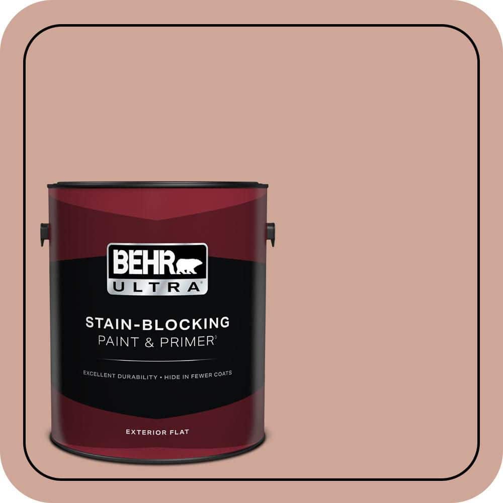 BEHR ULTRA 1 gal. #PPU2-08 Pink Ginger Flat Exterior Paint & Primer