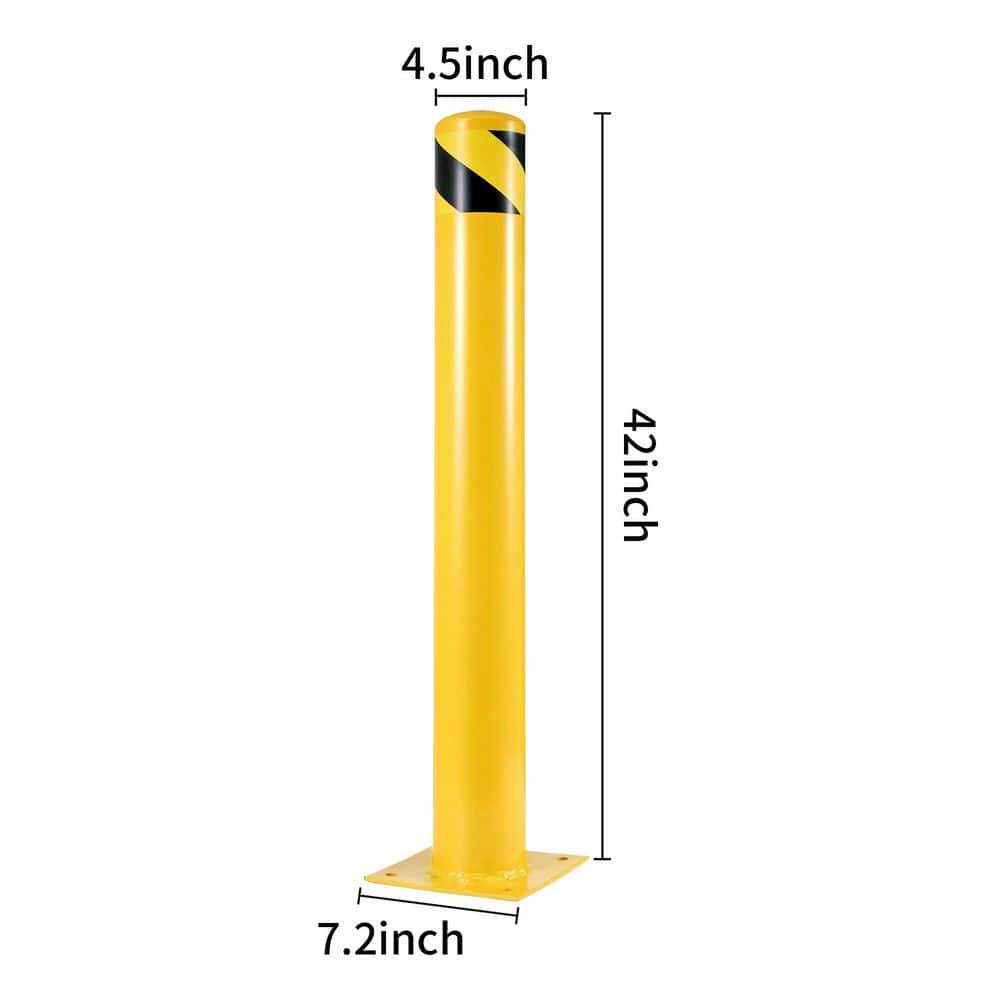 Tidoin 7.2 in. x 7.2 in. x 3.5 ft. Yellow and Black Steel Security Bollards Fence Post with Screws and Wrench (2-Pack) (2)