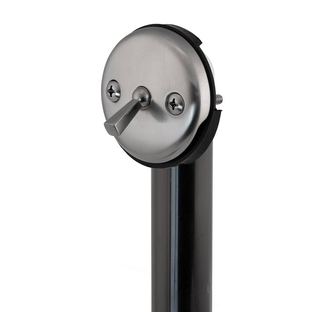 Everbilt Trip Lever 1-1/2 in. Black Poly Pipe Bath Waste and Overflow Tub Drain in Brushed Nickel (3)