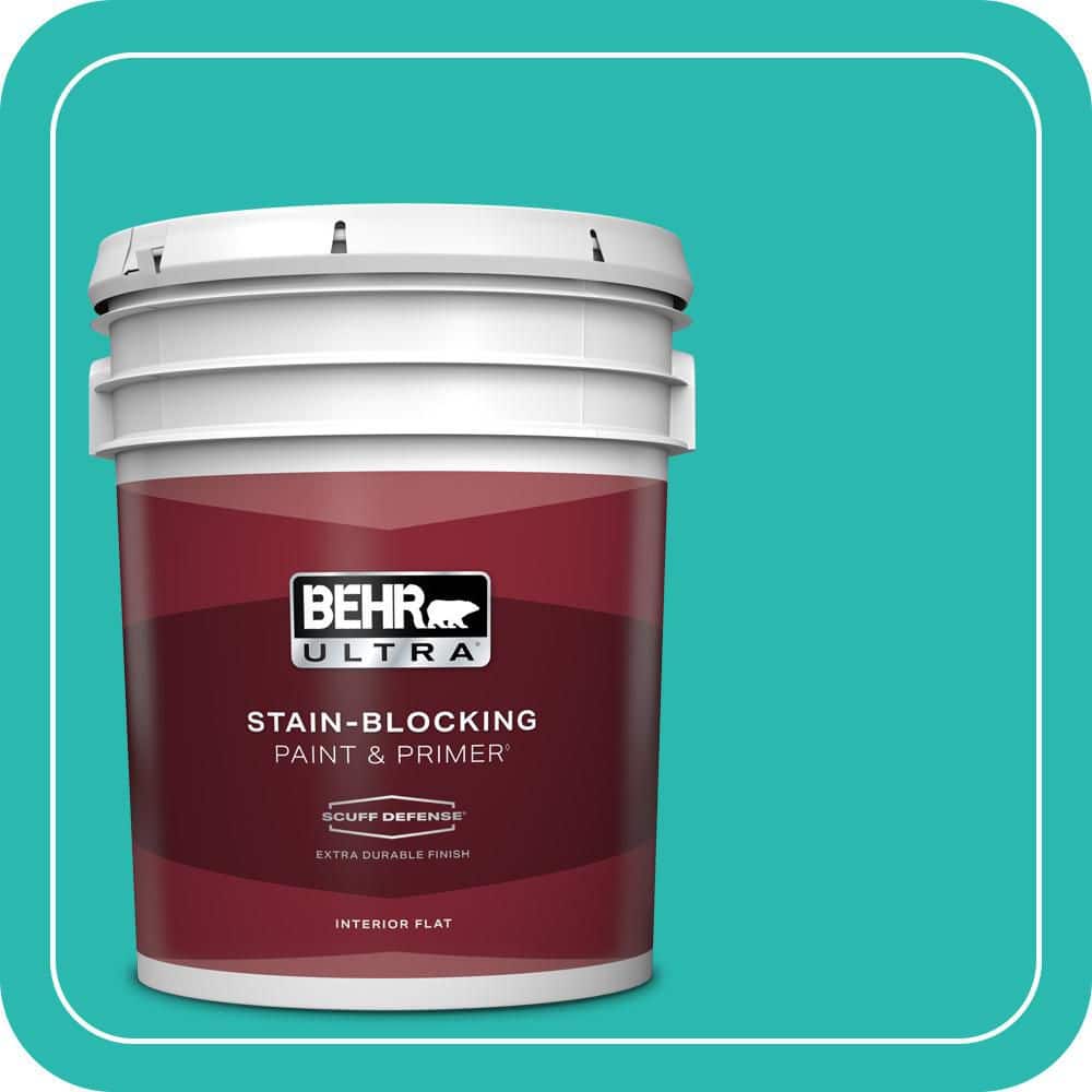 BEHR ULTRA 5 gal. #P450-5 Island Aqua Extra Durable Flat Interior Paint & Primer