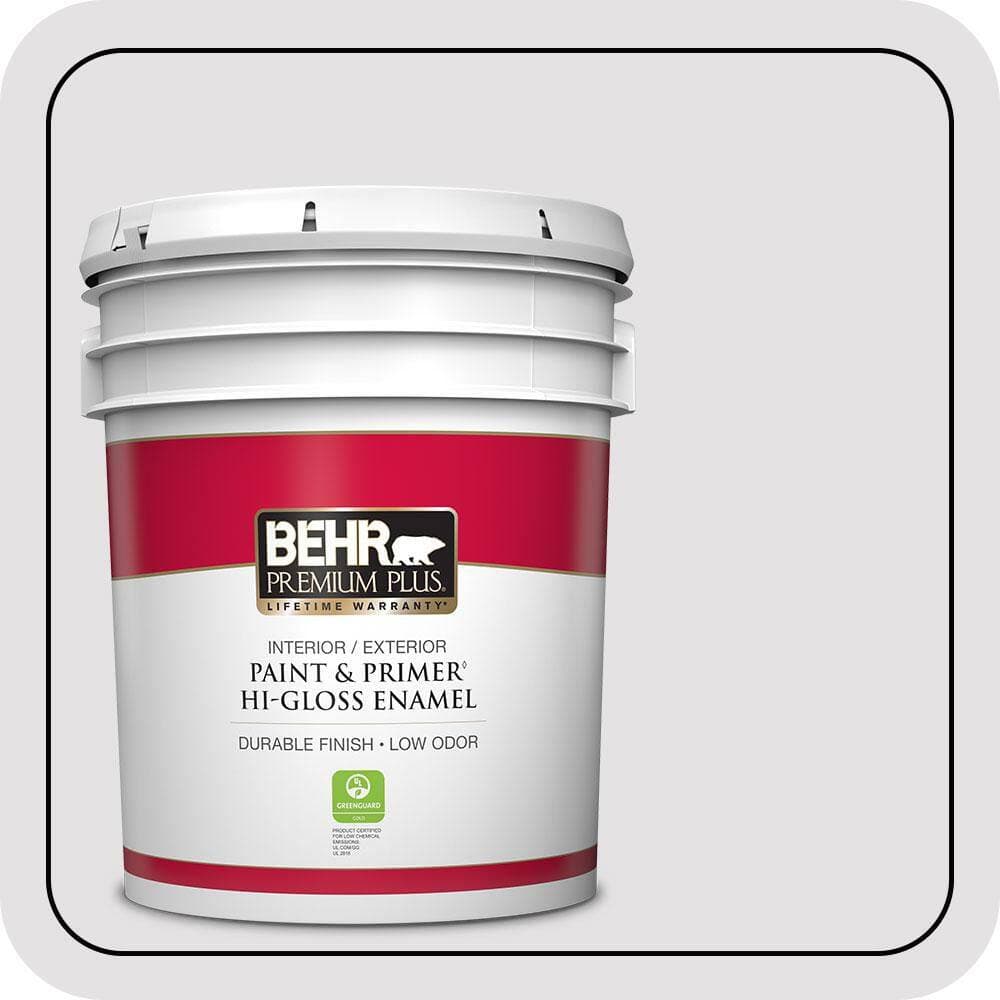 BEHR PREMIUM PLUS 5 gal. #PR-W02 Early Crocus Hi-Gloss Enamel Interior/Exterior Paint & Primer (1)