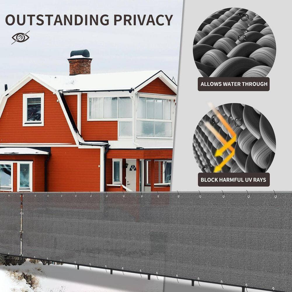 Cubilan Custom Size 2 ft. 6 in. x 32 ft. Charcoal Balcony Privacy Screen, UV Protection Privacy Fence Screen, 90% Shielding (3)