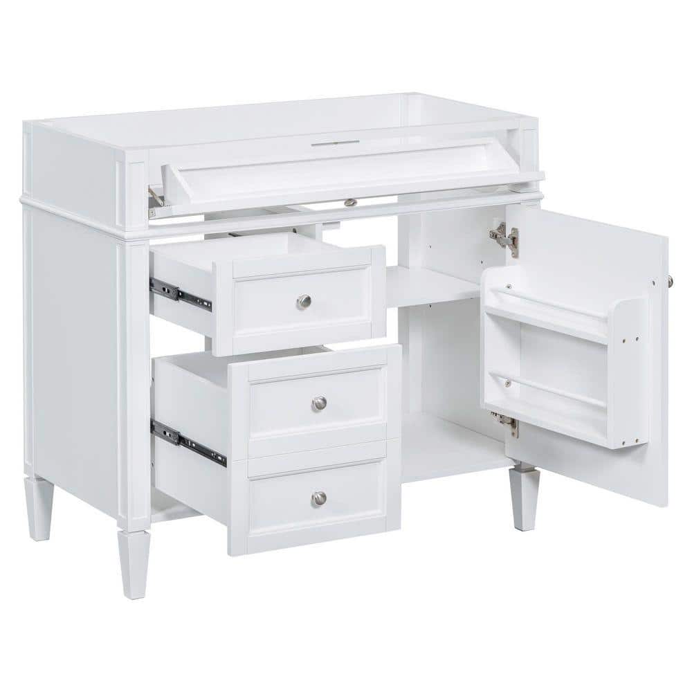JFVKAF 18.00 in. Modern Bath Vanity Cabinet without Top Sink-with 2 Drawers, & Tip-Out Drawer in White