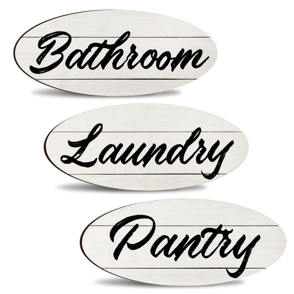 LAIFUCAM 3 Pack Rustic Wood Farmhouse Wall Decor Sign Set Vintage Finish Bathroom Laundry Pantry Hanging Art Plaques (1)