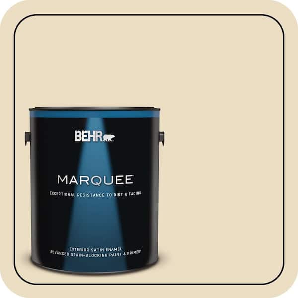 BEHR MARQUEE 1 gal. #YL-W06 Navajo White Satin Enamel Exterior Paint & Primer (2)