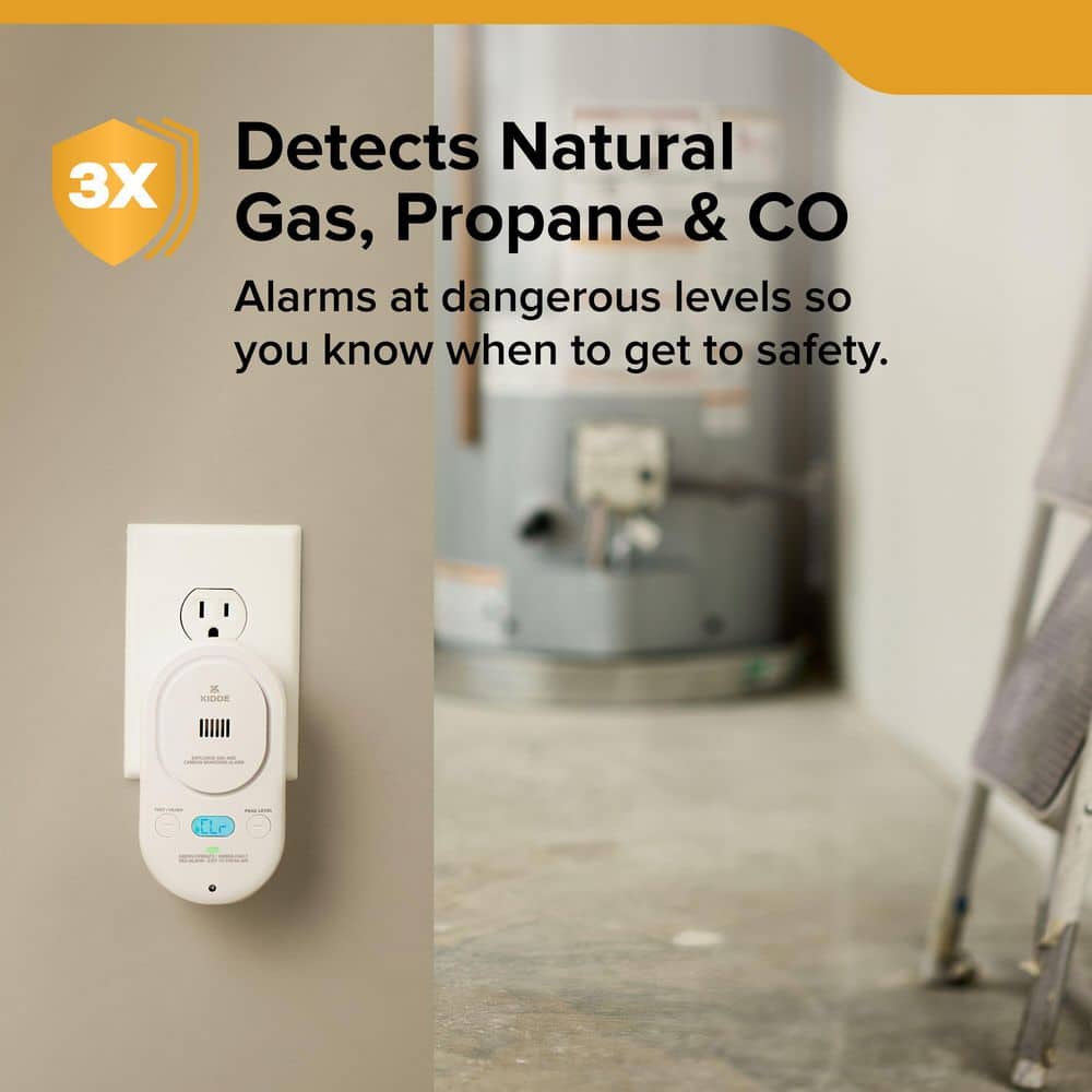 Kidde Plug-In Carbon Monoxide + Explosive Gas, Natural Gas, Propane Detector with AA Battery Backup, Low-Level CO, COPDLG (3)