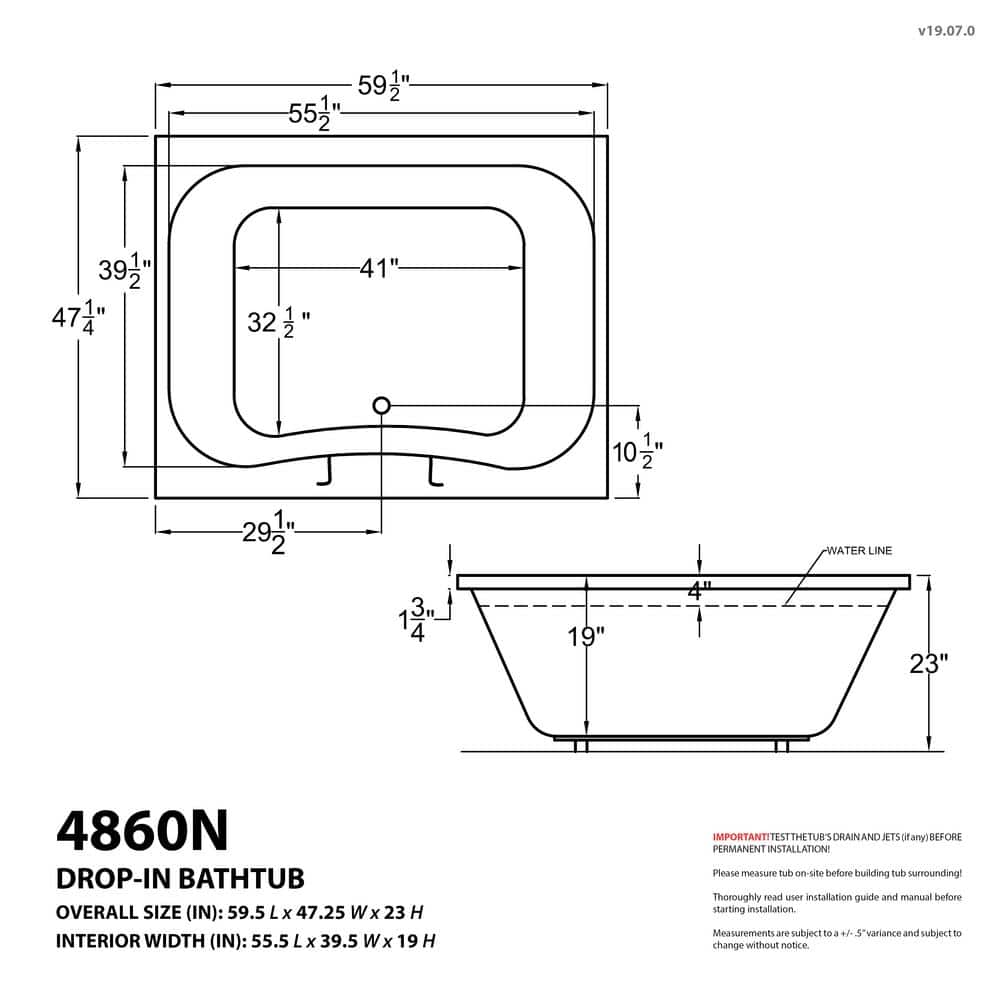 Universal Tubs Rhode 5 ft. Rectangular Drop-in Whirlpool and Air Bath Tub (4)