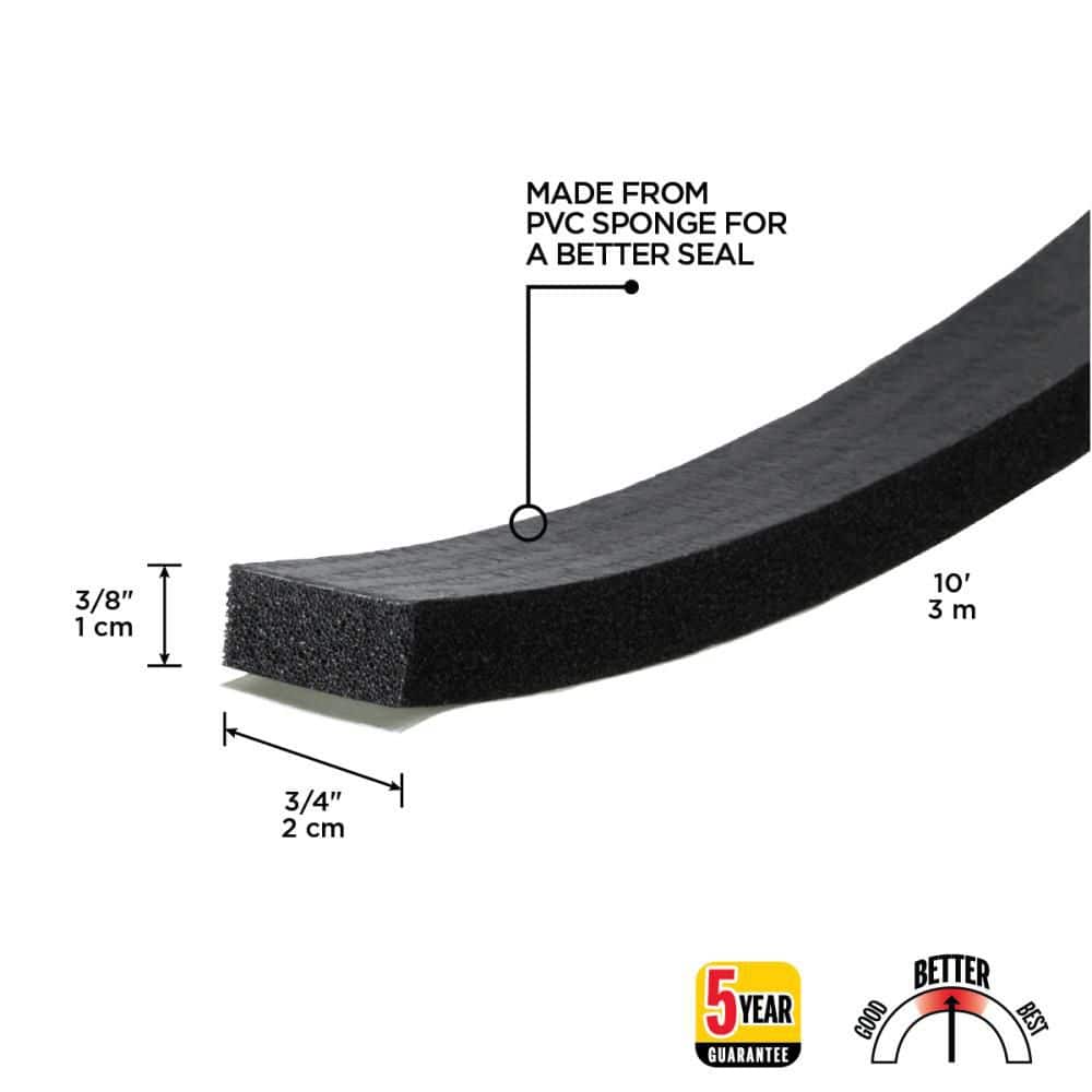 M-D Building Products 0.75 in. x 10 ft. Black Sponge Window Seal for Large-Wide Gaps Weatherstrip Roll (2)