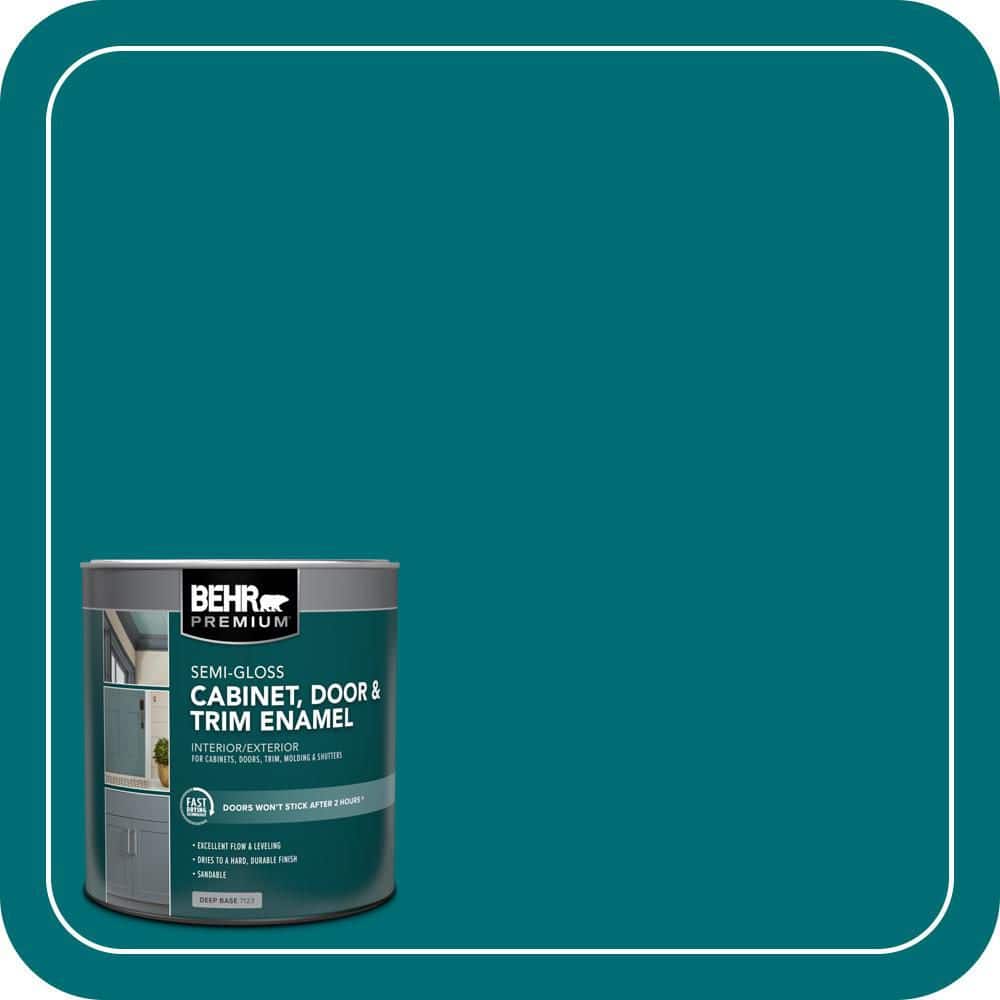 BEHR PREMIUM 1 qt. #MQ6-35 Teal Motif Semi-Gloss Enamel Interior/Exterior Cabinet, Door & Trim Paint (1)
