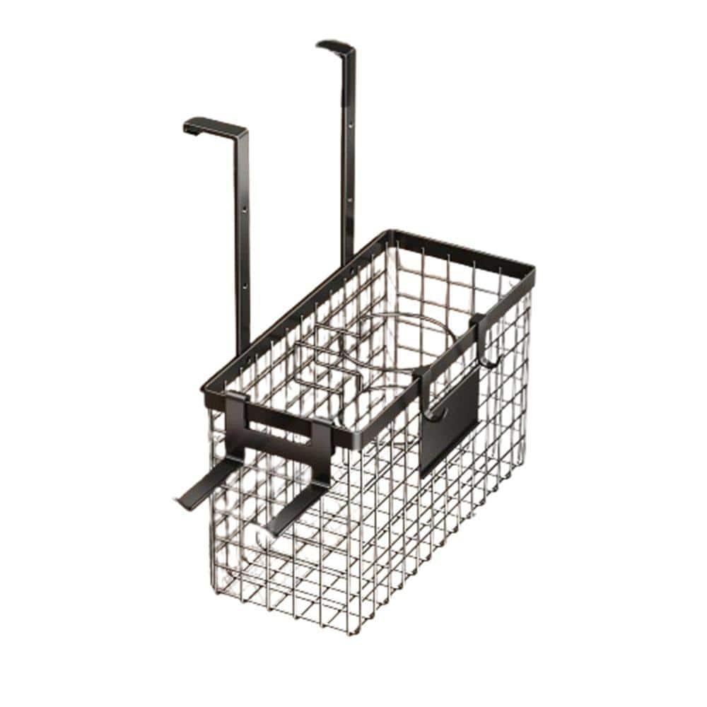 Anqtovp Hanging Blow Dryer Holder Hair Tool Organizer Rack in. Black with Adjustable Heights for Cabinet Door or Wall (1)