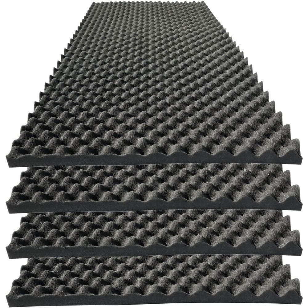 KIWDZFU 2in. T x 2ft. x 4ft. Black Polyurethane Sound Absorbing Panel 4-Pack (1)