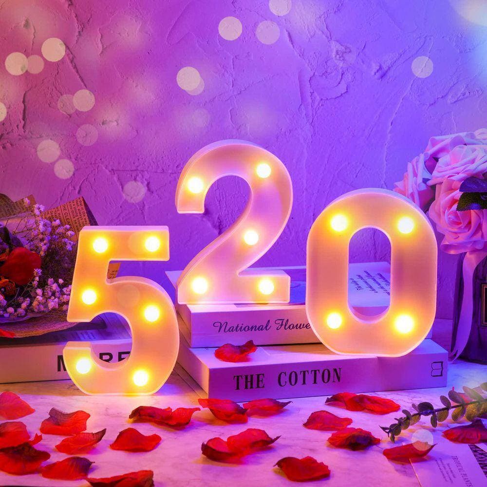 Unbranded 10 Piece LED Light Up Number Marquee Sign White Plastic Decorative Night Party Wedding Birthday Home Bar (3)