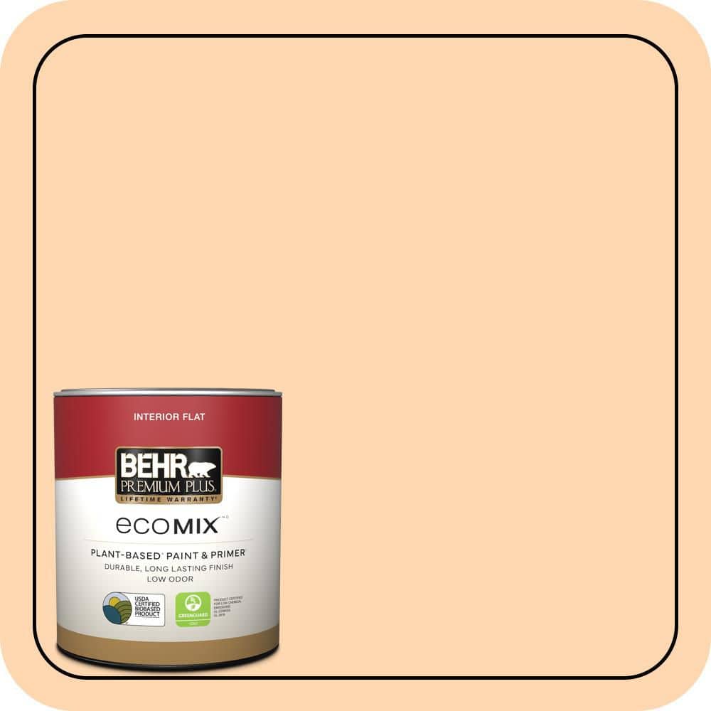 BEHR PREMIUM PLUS 1 qt. #280A-3 Delicious Melon Flat EcoMix Plant-Based Interior Paint & Primer (1)