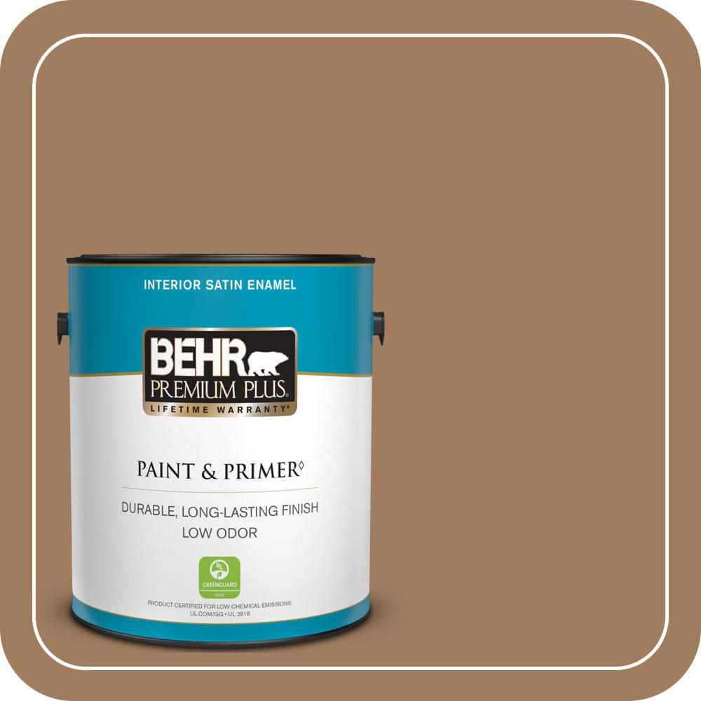 BEHR PREMIUM PLUS 1 gal. #MQ2-11 Outdoor Land Satin Enamel Low Odor Interior Paint & Primer