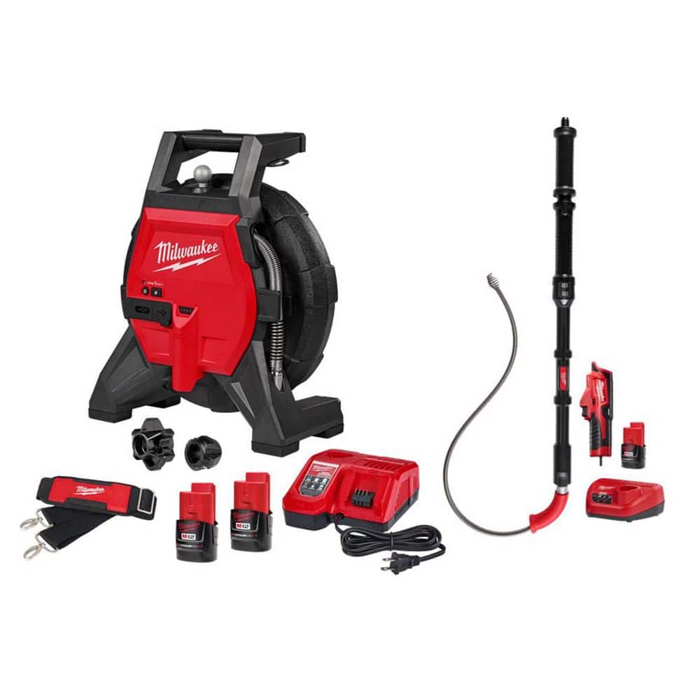 Milwaukee M12 65FT Ultra Flex Sewer Camera Kit with M12 Trap Snake 12V Lithium-Ion Cordless