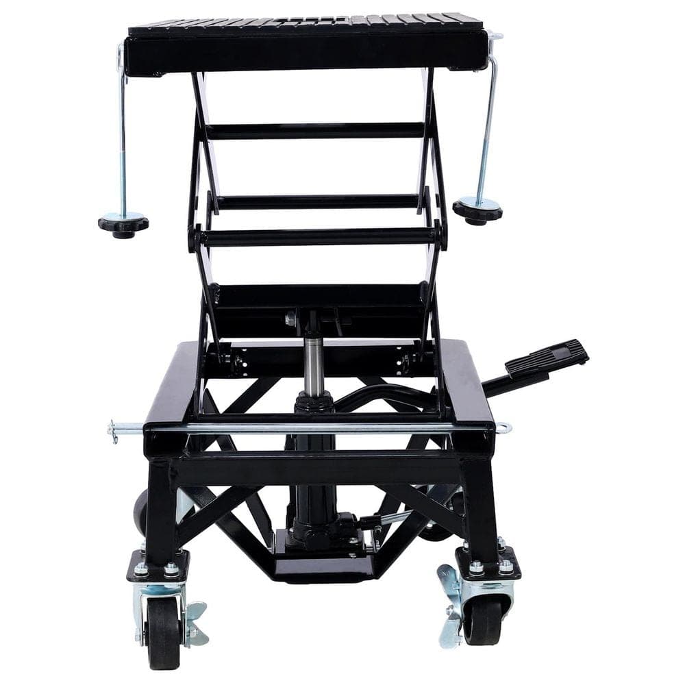Tatayosi 300 lbs. Hydraulic Motorcycle Scissor Jack Lift Foot Step Wheels for Small Dirt Bikes, Black (3)