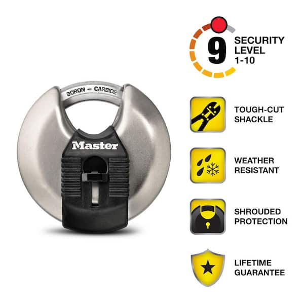 Master Lock Heavy Duty Outdoor Shrouded Padlock with Key, 3-1/8 in. Wide (2)