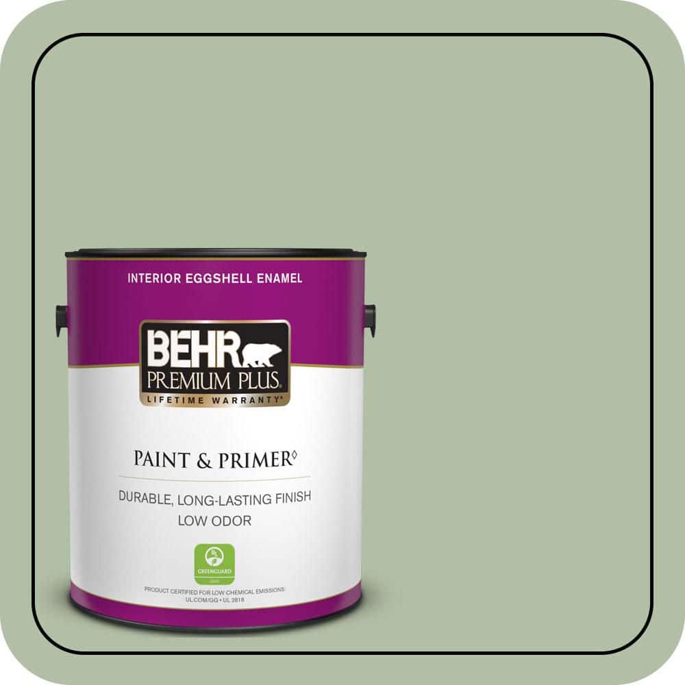 BEHR PREMIUM PLUS 1 gal. #S390-3 Creamy Spinach Eggshell Enamel Low Odor Interior Paint & Primer