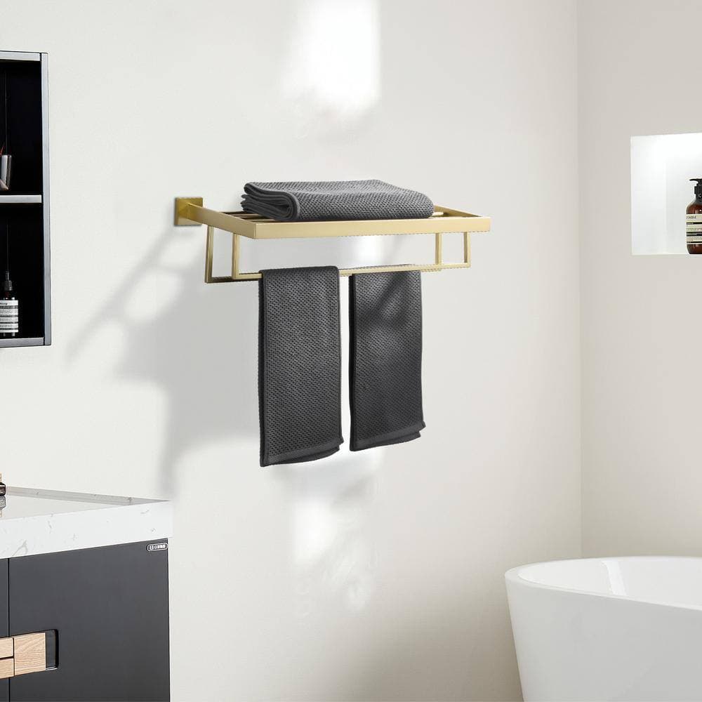 AVITAS 24-Inch Stainless Steel Wall Mounted Towel Rack with Double Towel Bars for Bathroom in Brushed Gold (2)