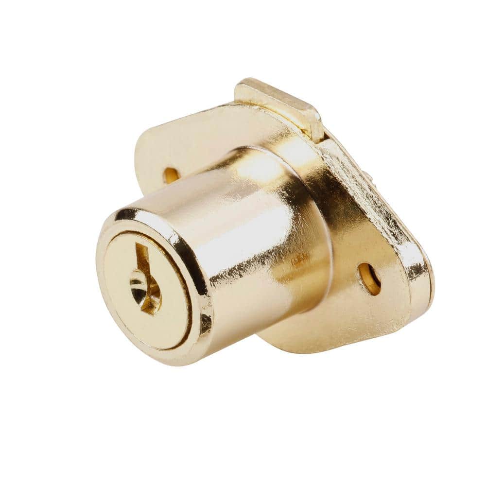 Prime-Line Drawer and Cabinet Lock, 7/8 in., Diecast, Brass Plated, Yale Keyway (3)