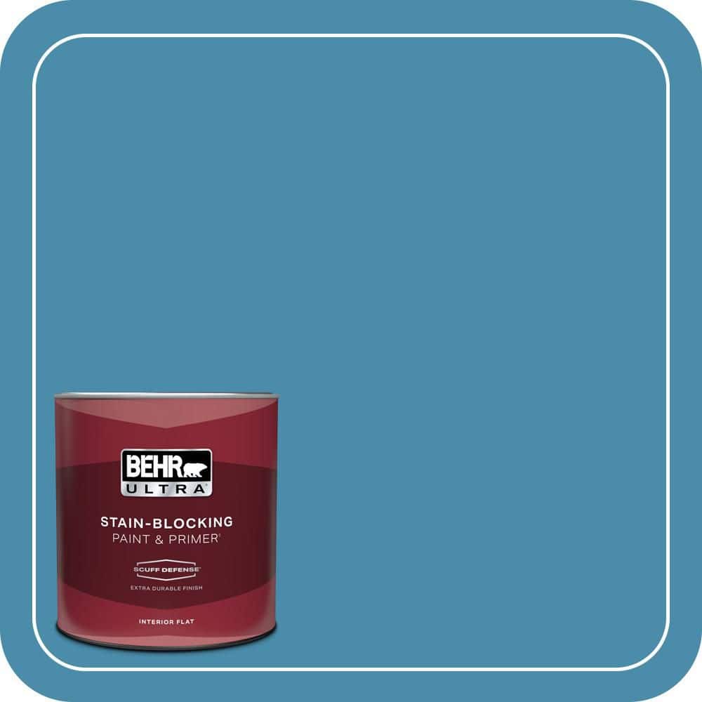 BEHR ULTRA 1 qt. #550D-6 Blue Chaise Extra Durable Flat Interior Paint & Primer
