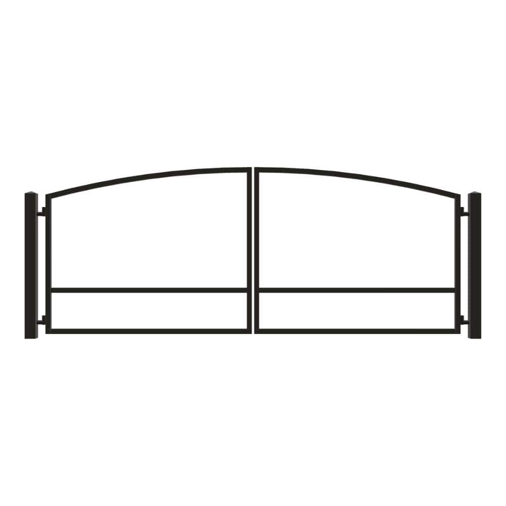 Unbranded Driveway Gate — Swing, Center, Arch, Black — 190"W x 72"H (1)