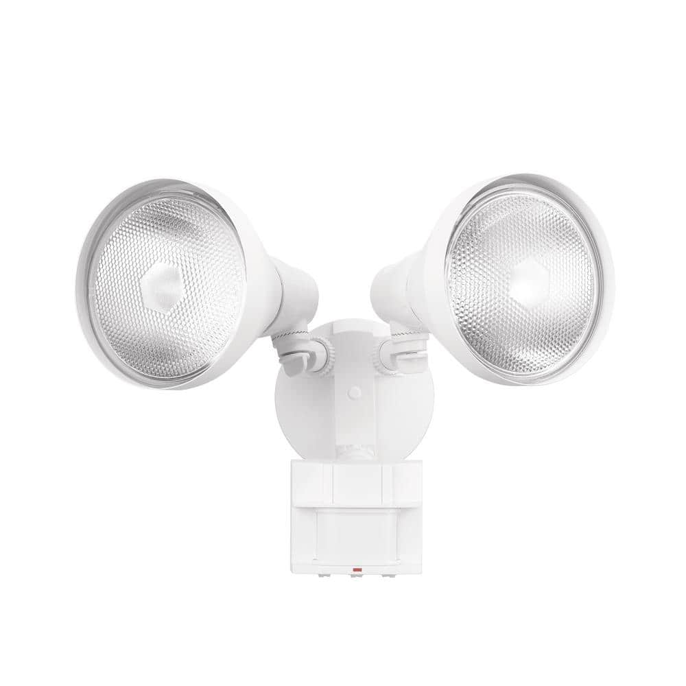 Defiant PAR 180° White Motion Sensing Security Light Wired Outdoor 2-Head  Flood Light with DualBrite 2-Level Lighting (2)