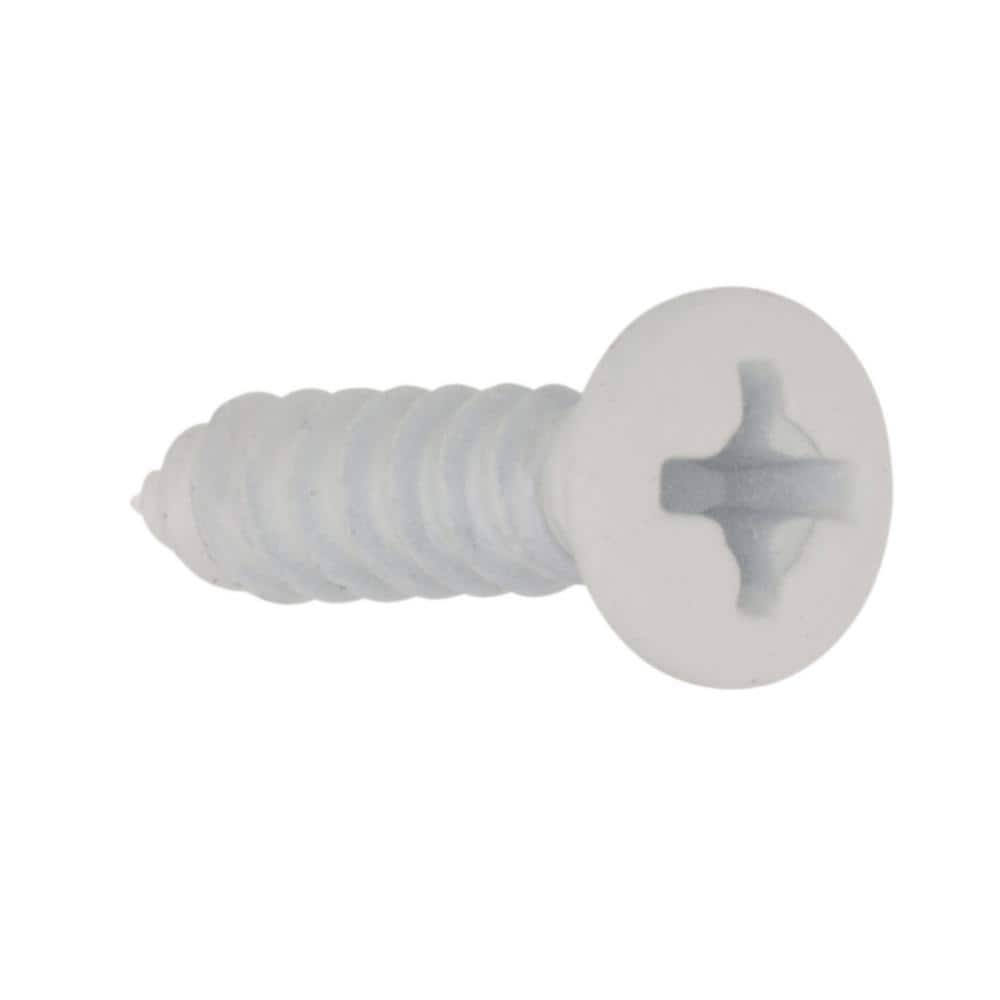 Everbilt #6 White Flat Head and Oval Head Phillips Cabinet Hinge Screws (10-Piece per Pack) (3)