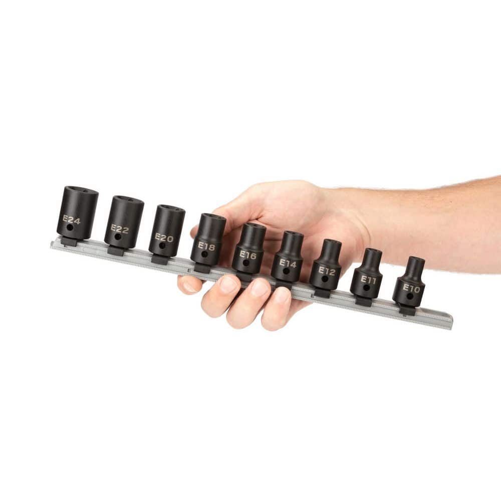 TEKTON 1/2 in. Drive External Star Impact Socket Set (9-Piece) (E10-E24) (3)
