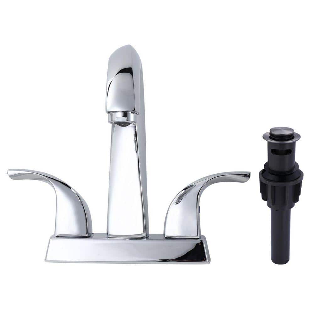 ALEASHA 4 in. Centerset Double Handle Gooseneck Bathroom Faucet in Polished Chrome (3)
