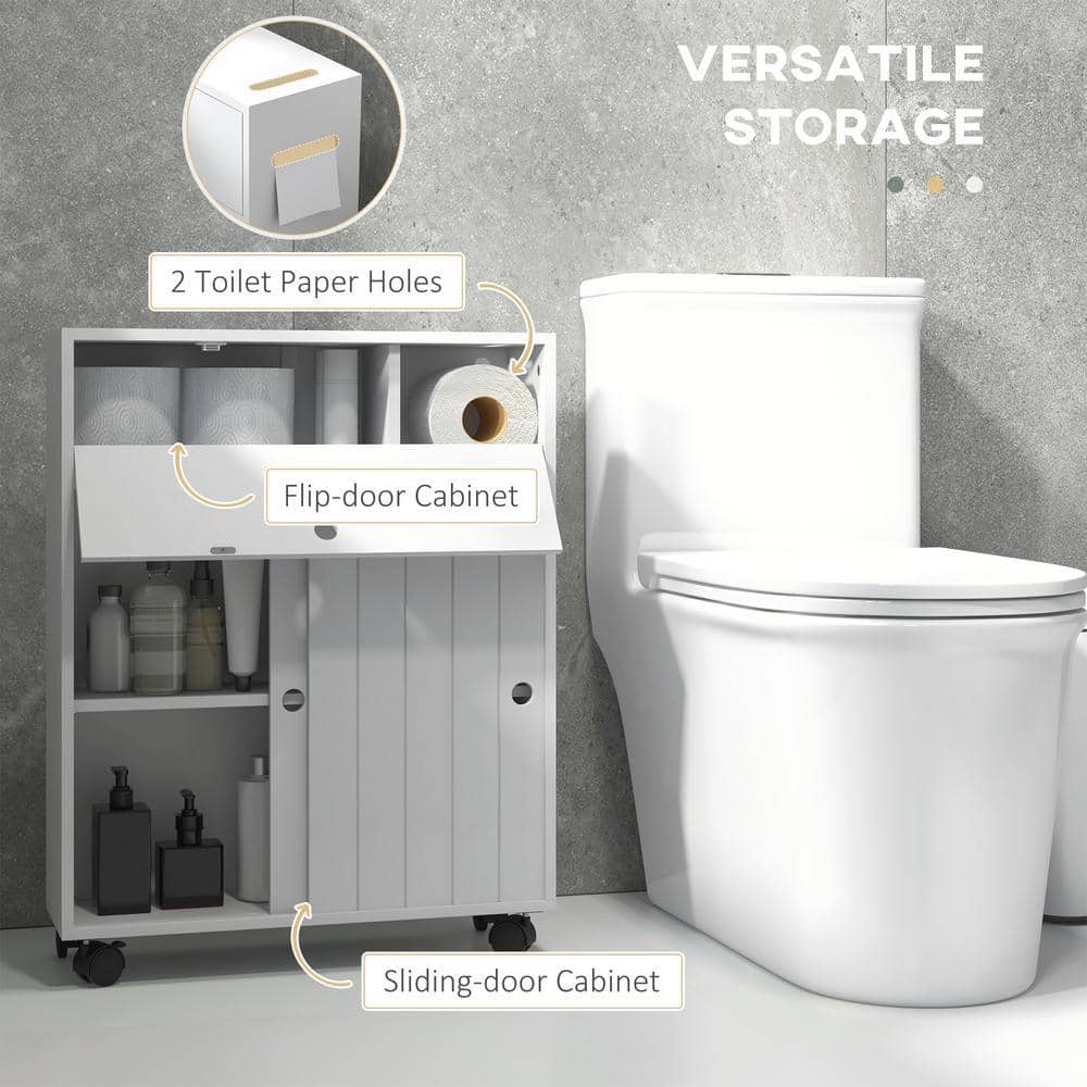 Sarlai 20.5 in. W x 6.75" D x 26.5" H White Freestanding Slim Bathroom Toilet Paper Linen Cabinet (3)