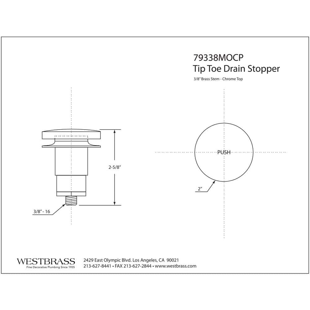 Westbrass Tip-Toe Bath Mechanism in Chrome (2)