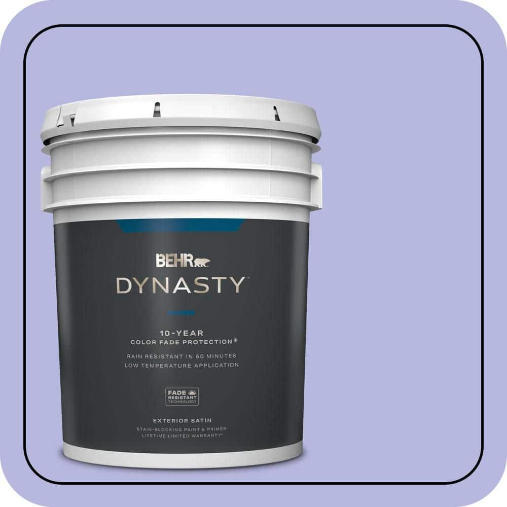 BEHR DYNASTY 5 gal. #P550-3 Lavender Cloud Satin Enamel Exterior Stain-Blocking Paint & Primer